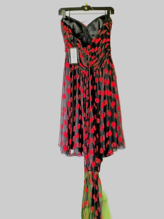 Dolce & Gabbana Red Floral Geranium Pleated Mini Dress – Size 12 (New with Tags)