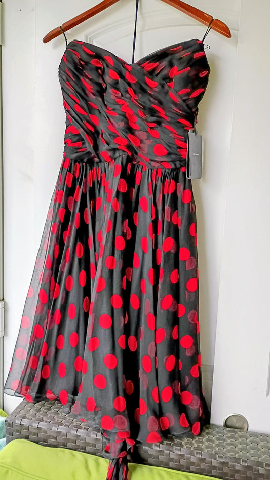 Dolce & Gabbana Red Floral Geranium Pleated Mini Dress – Size 12 (New with Tags)